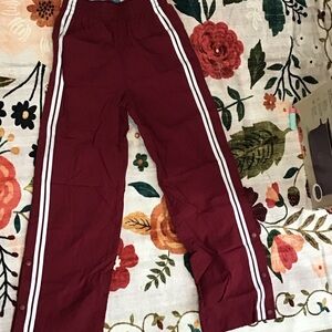 Women’s Maroon Track Pants with White Stripes